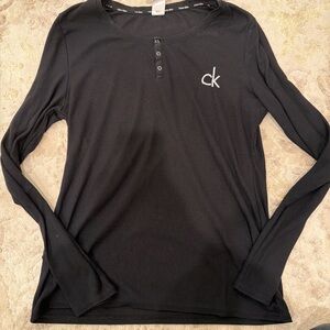 Calvin Klein Black Long Sleeve Henley Pajamas